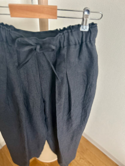【パンツ】楽なのに上品なリネンツータックパンツ【インディゴNavy】/日本