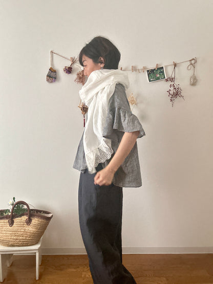 【パンツ】楽なのに上品なリネンツータックパンツ【インディゴNavy】/日本