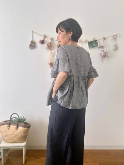 【パンツ】楽なのに上品なリネンツータックパンツ【インディゴNavy】/日本