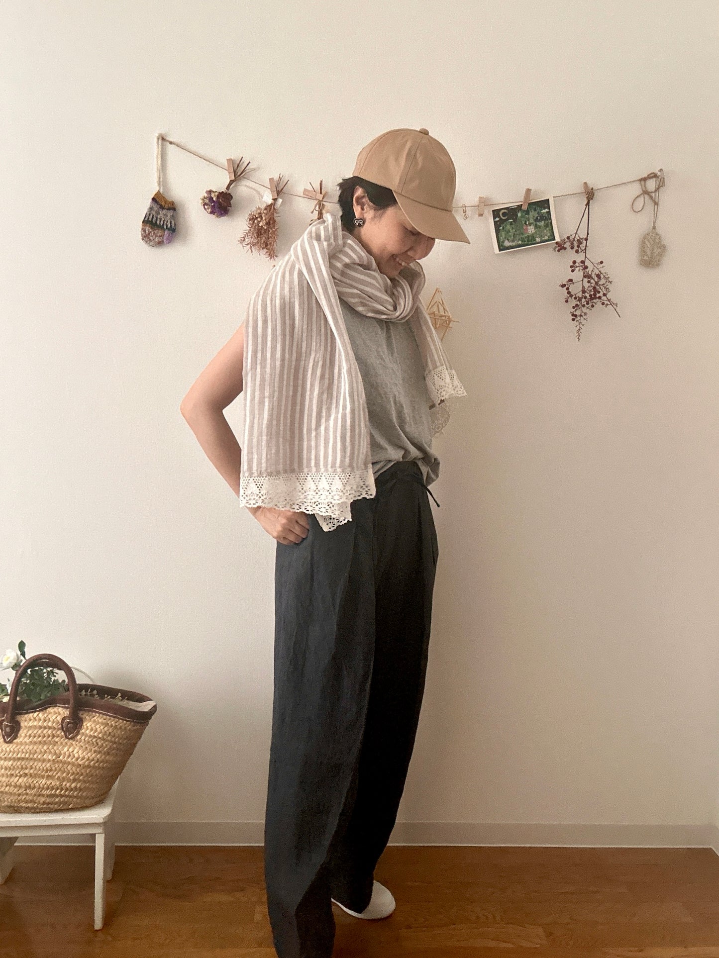 【パンツ】楽なのに上品なリネンツータックパンツ【インディゴNavy】/日本