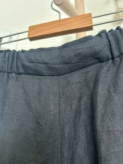 【パンツ】楽なのに上品なリネンツータックパンツ【インディゴNavy】/日本