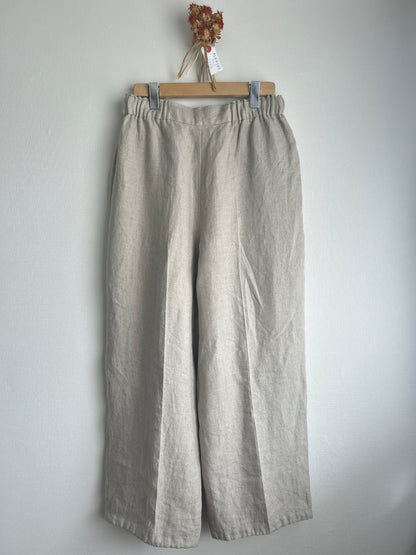 【パンツ】楽なのに上品なリネンツータックパンツ【生成りNatural】/日本