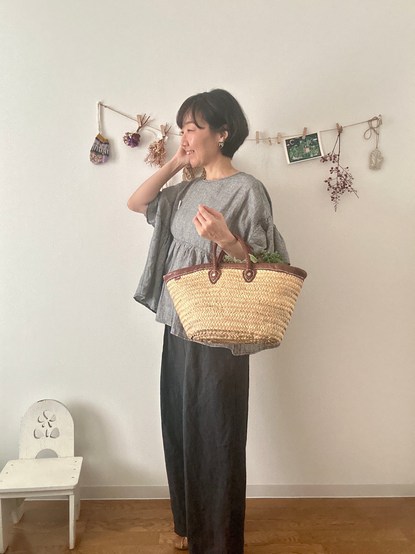 【パンツ】楽なのに上品なリネンツータックパンツ【インディゴNavy】/日本